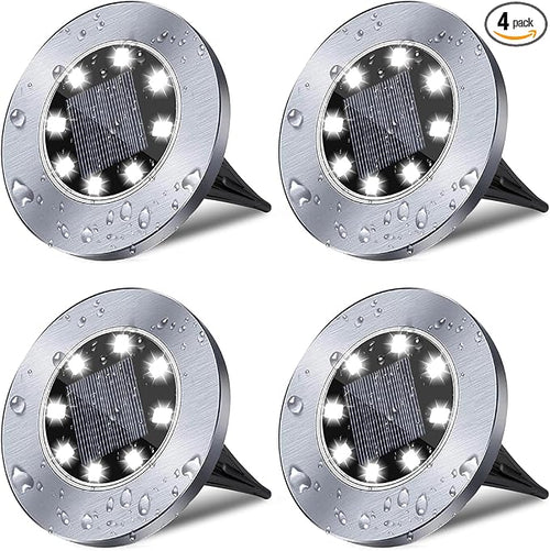 4.6 Inch Diameter Solar Ground Lights, Waterproof Solar Garden Lights, Outdoor by Rayolon