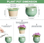 Ceramic Self Watering Pots, 6 Inch African Violet Pots - Image 2