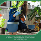 montresor 2-Pack of 8inch Self Watering Pots Blue Sturdy Plastic Flower Pot - Image 6