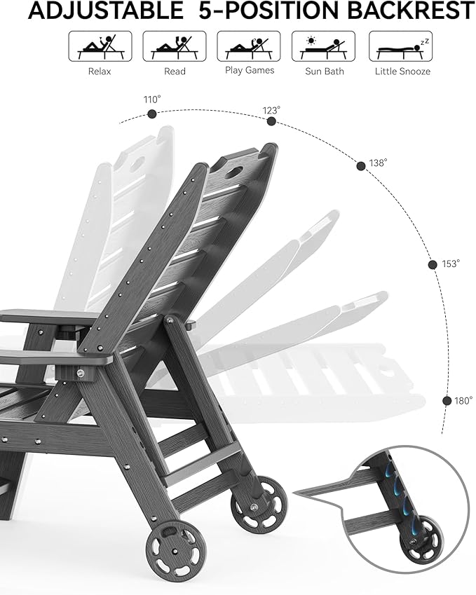 Carauci Lounge Chair Outdoor, HDPE Chaise Lounge - Image 5