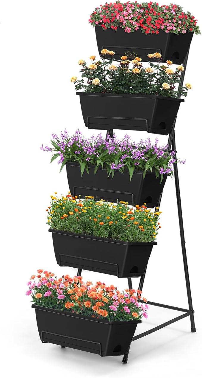 5 Tier Vertical Raised Garden Bed Planter Box, Vertical Raised Bed by Fogein