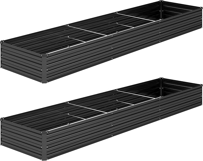 2PCS 12x2x1FT Galvanized Raised Garden Bed Kit, Vegetable Boxes-Rectangle Metal by DIIYIV