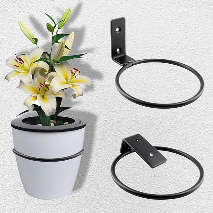2 Pack 8 inch Flower Pot Holder Ring, Flower Pot Holder Ring Wall Mounted Set - Image 6