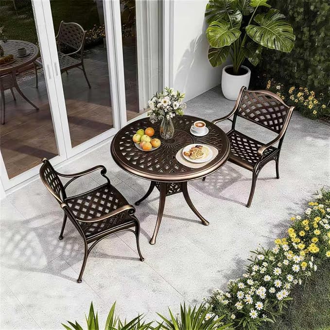 30.31" Outdoor Patio Dining Table, Cast Aluminum Patio Bistro Table, Round - Image 2
