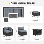 Aoxun Patio Furniture Set with Fire Pit Table, 8 Piece Outdoor Sectional Sofas - Image 7