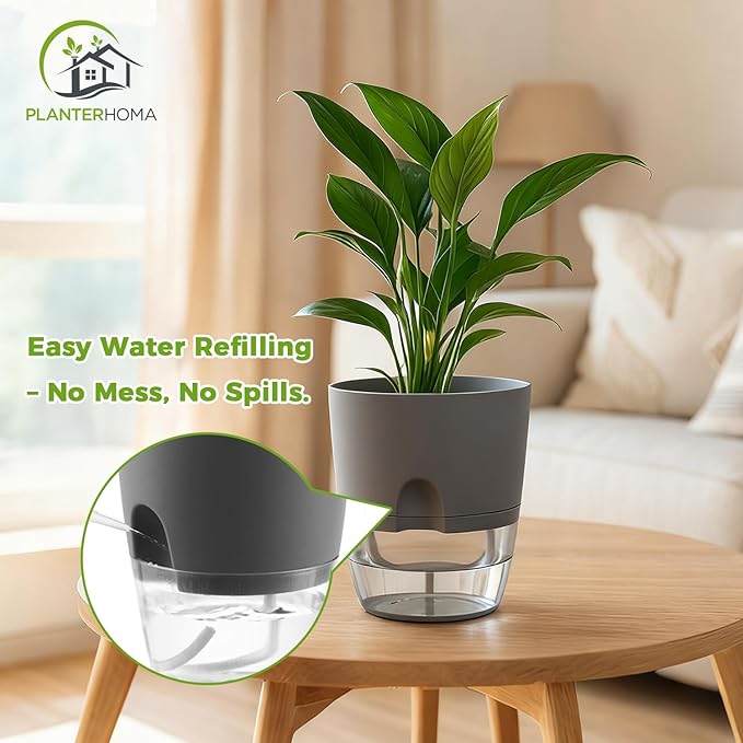 12 Pack Self Watering Pots for Indoor Plants, PlanterHoma 3.2 Inch Plant Pot - Image 7