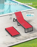 Aluminum Chaise Lounge Chair Outdoor, Foldable & Assembly Free Patio Pool - Image 2