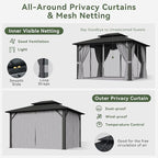 Aoxun 10'x12' Hardtop Gazebo, Aluminum Frame Canopy - Image 3