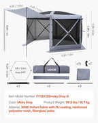 VEVOR Pop up Gazebo Screen Tent, 12 x 12 ft Large 6-Sided Camping Canopy Tent - Image 7