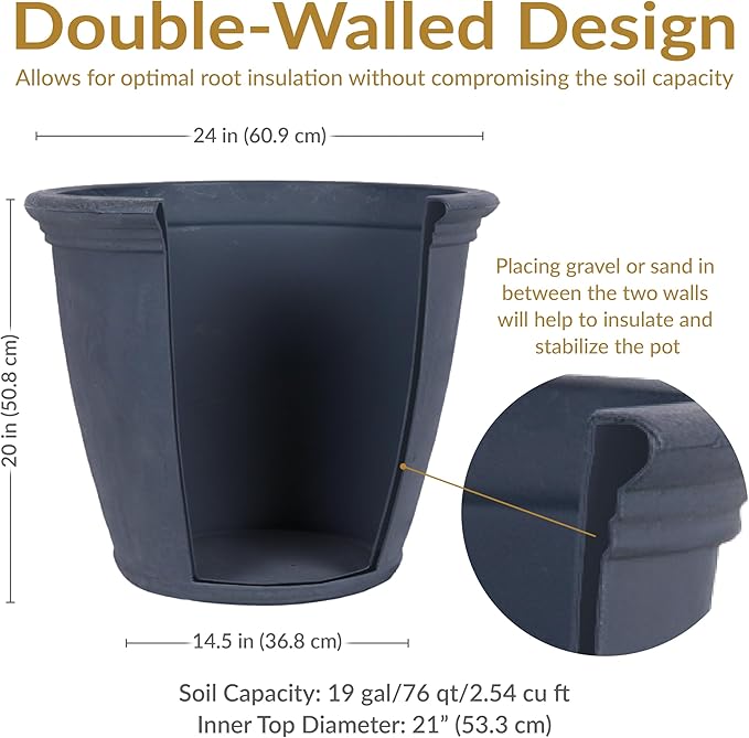 Sunnydaze 24-Inch Anjelica Large Plastic Pot - Image 7