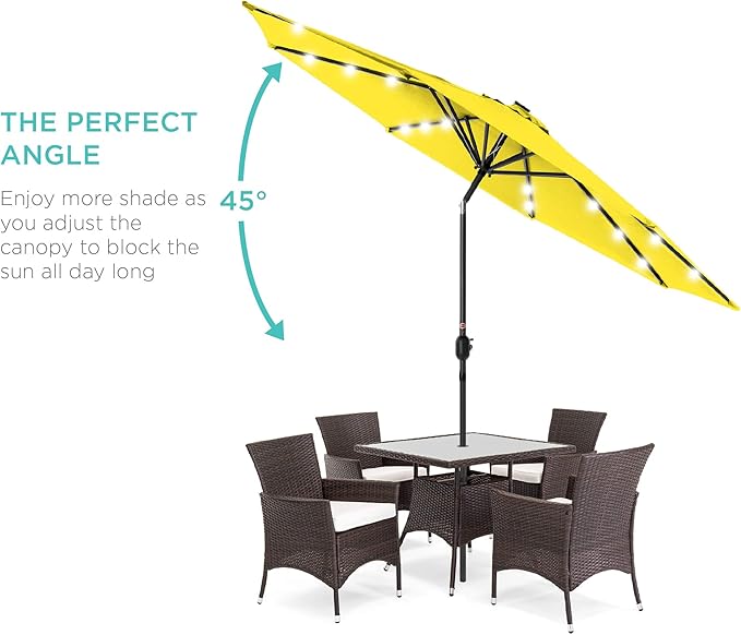 Best Choice Products 10ft Solar Polyester LED Lighted Patio Umbrella w/Tilt - Image 2