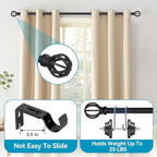 Black Curtain Rods for Windows, 5/8 Inch Heavy Duty 66 to 120” Small Curtain - Image 2