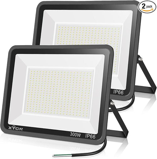 2 pack 300W LED Flood Light, Super Bright 42, 500LM 5000K Daylight IP66 by XYCN