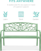 Best Choice Products Outdoor Bench Steel Garden Patio Porch Furniture - Image 3