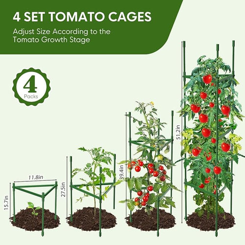 4PCS Tomato Cages for Garden, Tomato Trellis for Raised Garden Bed, 51.2" Tall - Image 2