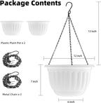 YIKUSH Planters for Outdoor Plants 2 Pack White Plant Pots - Image 2
