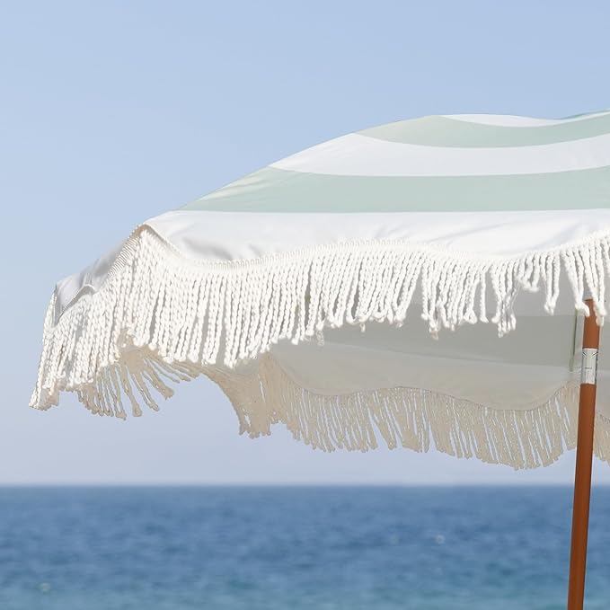 AMMSUN Boho Fringe Umbrella Outdoor Patio, 6.5ft UPF50+ Picnic Umbrella - Image 5