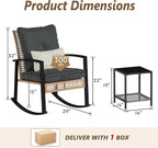 3 Piece Patio Rocking Chairs Set of 2, Outdoor Rocking Chair Bistro Set - Image 2