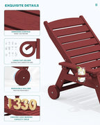 SERWALL Patio Chaise Lounge Chair, Poly Lounge Chair - Image 5