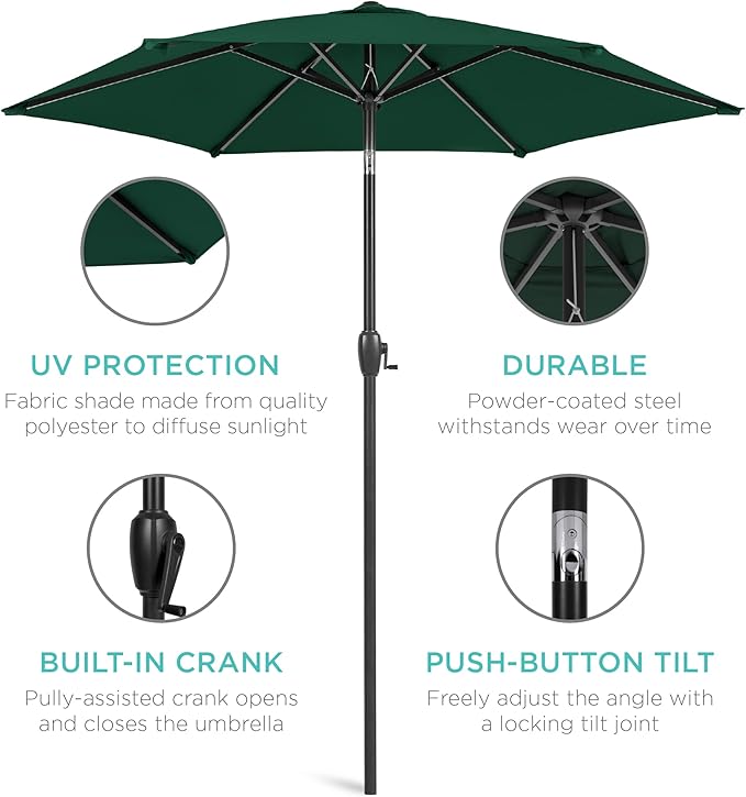 Best Choice Products 7.5ft Heavy-Duty Round Outdoor Market Table Patio Umbrella - Image 5
