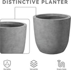Kante 13.4" Dia Round Concrete Planter, Large Outdoor Modern Indoor Decorative - Image 9