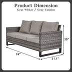 Belord 6 Piece Outdoor Furniture Patio Wicker Sofa Set, Oversize Outdoor Dining - Image 3