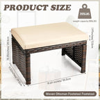 2 Pcs Patio Rattan Ottomans Outdoor Wicker Ottomans Patio Footstool Footrest - Image 2