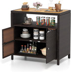 Tangkula Rattan Outdoor Storage Cabinet, Patiojoy Outdoor Cabinet by TANGKULA