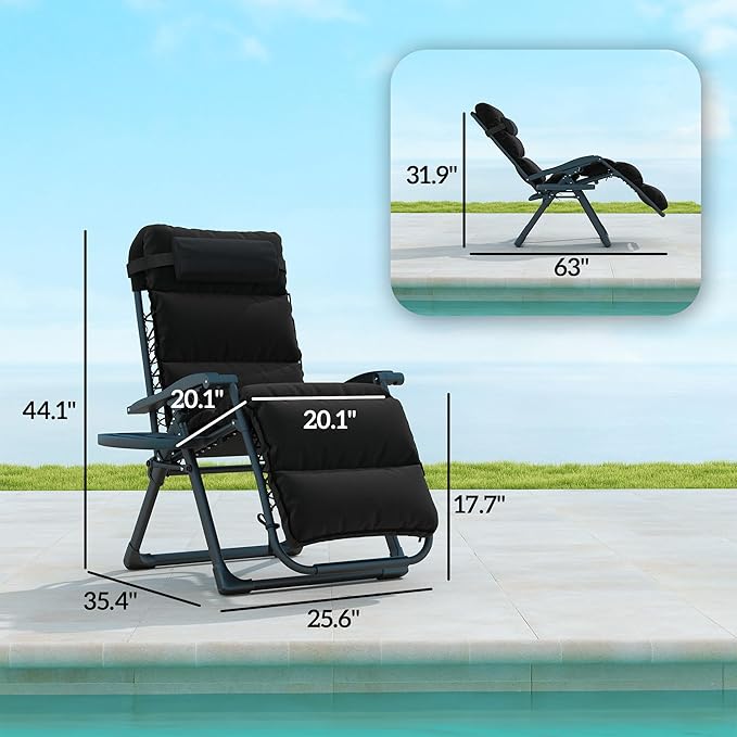 Outsunny Zero Gravity Chairs Set of 2, Reclining Folding Zero Gravity Lounge - Image 7