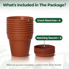 T4U 5 Inch Plant Pot 8-Pack, Plastic Pots - Image 6