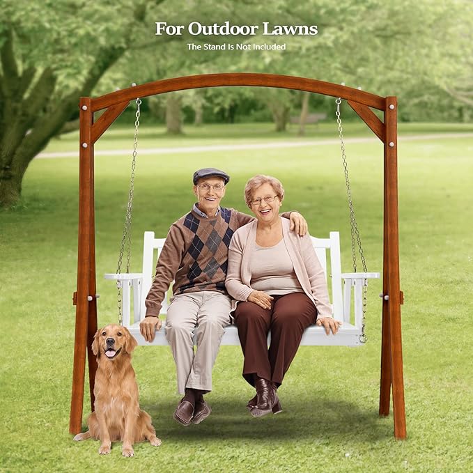 VINGLI Upgraded Heavy Duty 880 LBS 4 FT Patio Wooden Porch Swing Solid Fir Wood - Image 8