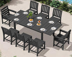 SERWALL 9-Piece Outdoor Dining Set, All Weather HDPE Outdoor Furniture Set by SERWALL