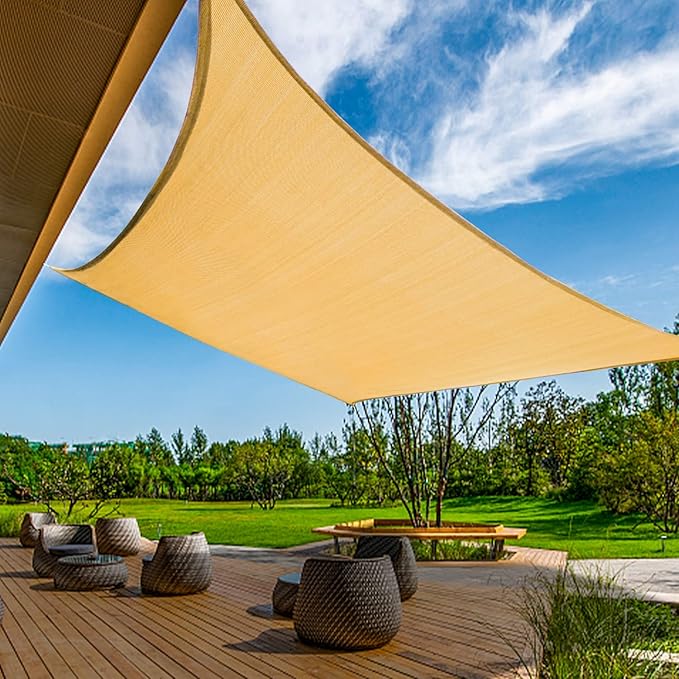 KANAGAWA 12'X12' Sand Custom Size Sun Shade Sail Square UV Block Canopy Cover by KANAGAWA