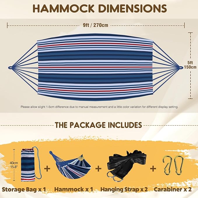 ANYOO Cotton Hammock Portable Camping Hammocks - Image 2
