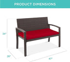 Best Choice Products Outdoor Bench 2-Person Wicker Garden Patio Benches Seating - Image 3
