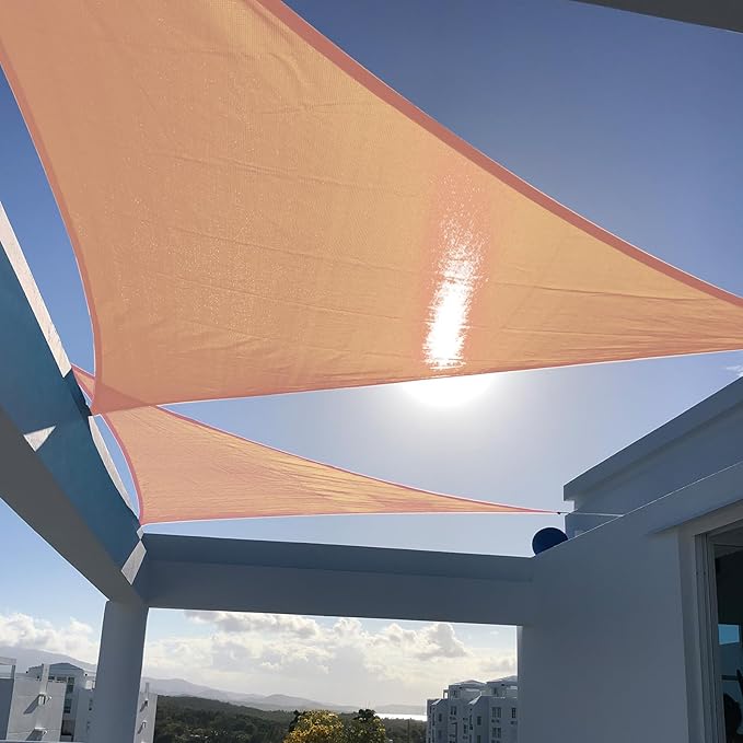 SUNNY GUARD Custom Size 12'x20'x22.4' Peach Fuzz Sun Shade Sail Right Triangle by SUNNYGUARD
