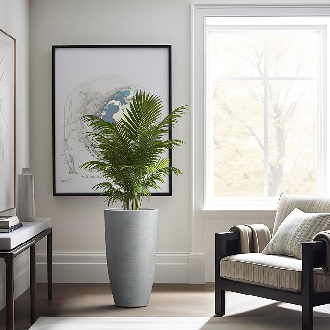 Kante 23.6" H Natural Concrete Finish Concrete Tall Planters Large Outdoor - Image 3
