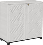ADDOK Indoor Outdoor Plastic Storage Cabinet 34"x15"x34", Outdoor Storage Shed by ADDOK