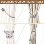 Hion Magnetic Curtain Tiebacks Grey 6 Pack, Curtain Tiebacks Buckles Holdbacks - Image 7