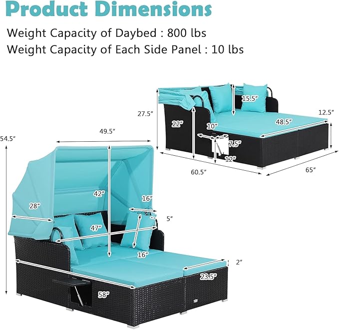 Tangkula Patio Rattan Daybed - Image 4