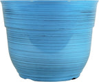 Garden Elements Indoor/Outdoor Glazed Brushed Happy Plastic Planter, Bright Blue by GardenElements
