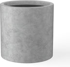 Kante 9.8" Dia Round Concrete Planter, Modern Style Large Cylindrical Plant Pot by Kante