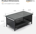 VINGLI Outdoor Wicker CoffeeTable Patio Coffee Tables - Image 3