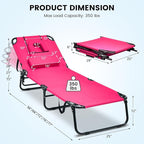 GYMAX Tanning Chair, 350lbs Beach Lounge Chair - Image 3