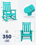 KINGYES Oversized Outdoor Rocking Chair Set of 2, All-Weather Patio Rocking - Image 2
