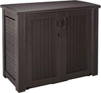 Rubbermaid Decorative Outdoor Storage Cabinet Weather Resistant Dark Brown by Rubbermaid