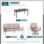 MFSTUDIO 5 Seats Large Metal Patio Conversation Sets, 4 Pieces Outdoor - Image 7