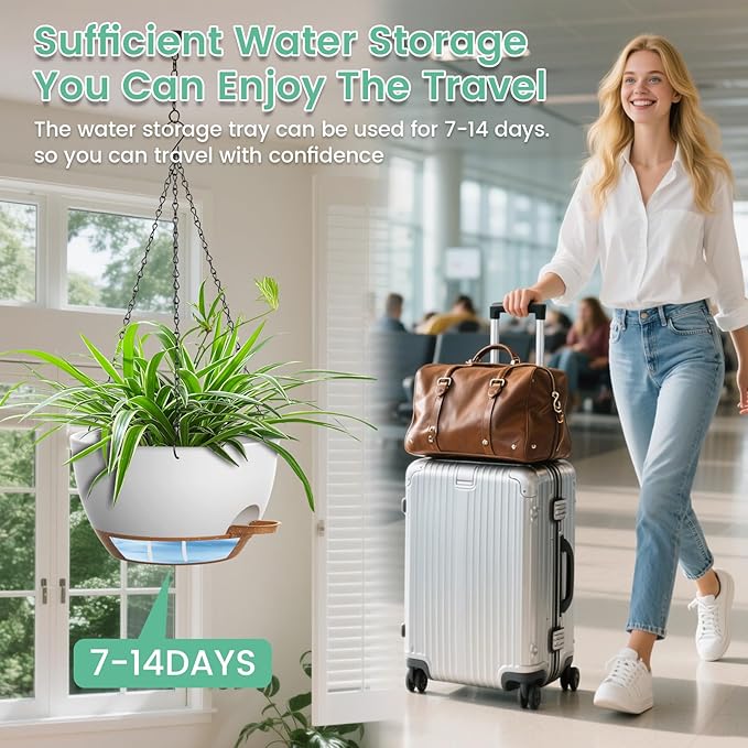 Set of 3-10 Inch Self Watering Hanging Planters - Image 6