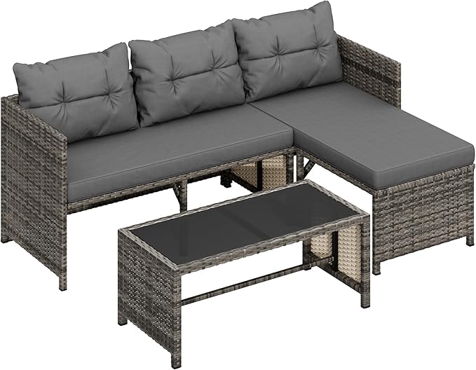 Shintenchi 3-Piece Outdoor Patio Furniture Sets, Wicker Patio Conversation Sets - Image 8