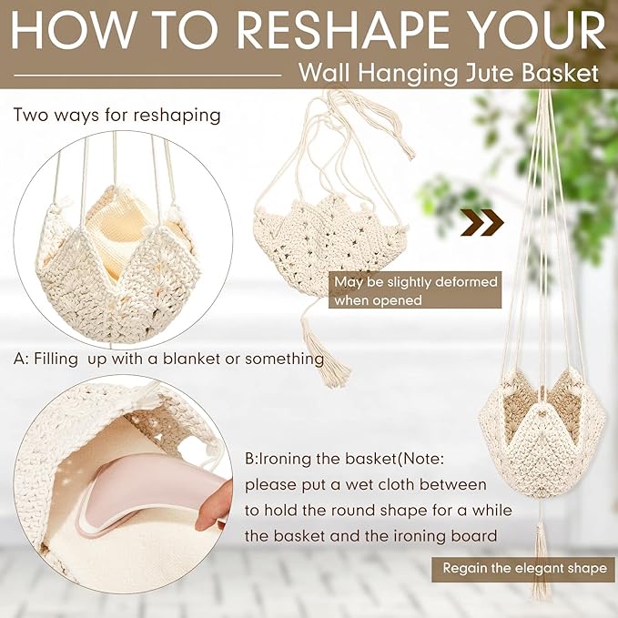 Shappy 2 Pack Jute Crochet Long Plant Hanger - Image 3